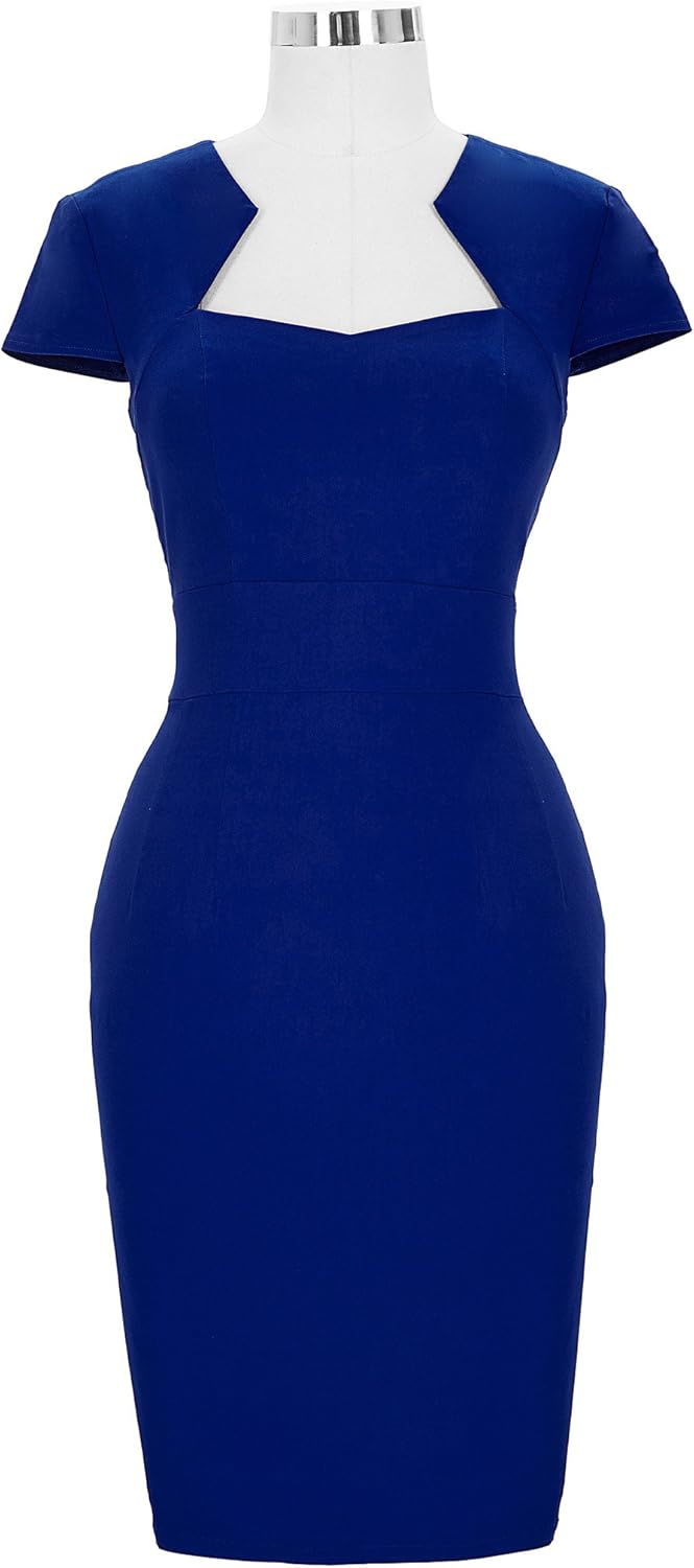GRACE KARIN Women Cocktail Dress Cap Sleeve Vintage Pencil Wedding Guest Dress Wear to Work Dress - Image 2