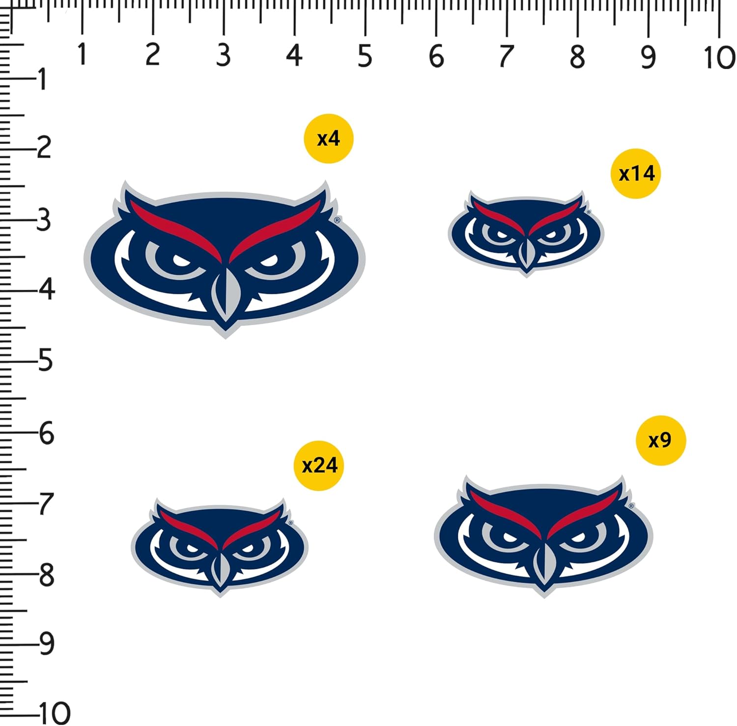 Florida Atlantic University Primary Logo Vinyl Sticker Pack – 50 Waterproof FAU Owls Head Decals for Laptop, Water Bottle, Tablet, Car, Skateboard & More – Officially Licensed Variety Set - Image 2