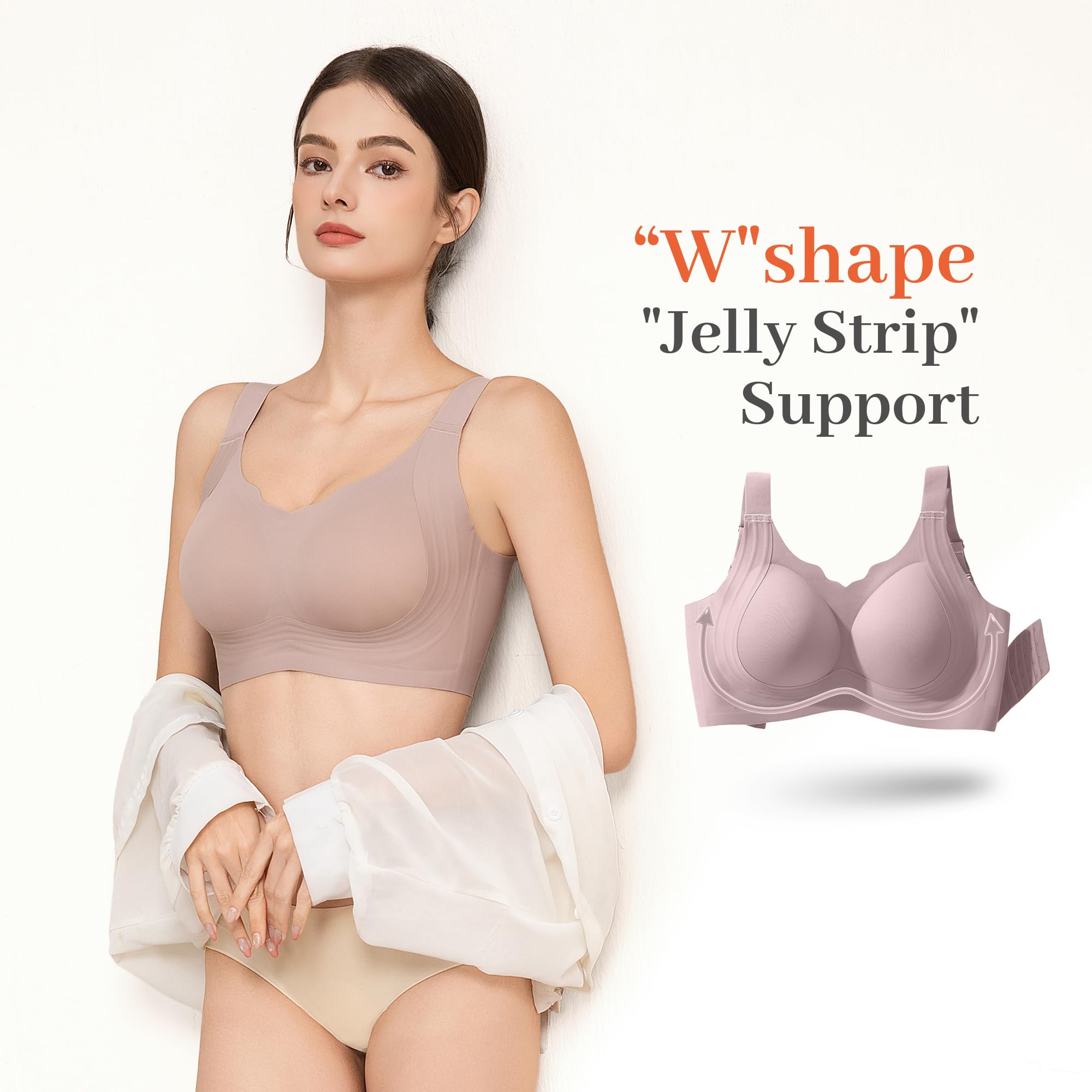 Fittingirls Reggiseno Senza Ferretto Bordo Smerlato, Senza Cuciture Copertura Totale Supporto Coppe Imbottite - Adatto a Ogni Scenario
