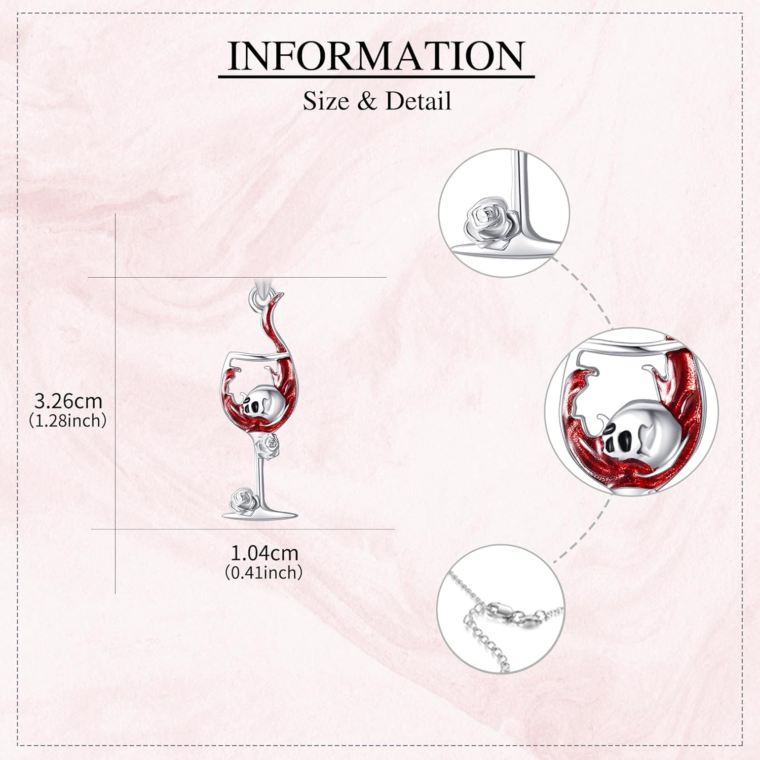 Gothic Necklace 925 Sterling Silver Bat/Black Rose/Wine Glass/Satanic/Rib Cage Goth Pendant Necklace Moss Agate Turquoise Skull Skeleton Jewelry Halloween Gifts for Women Men