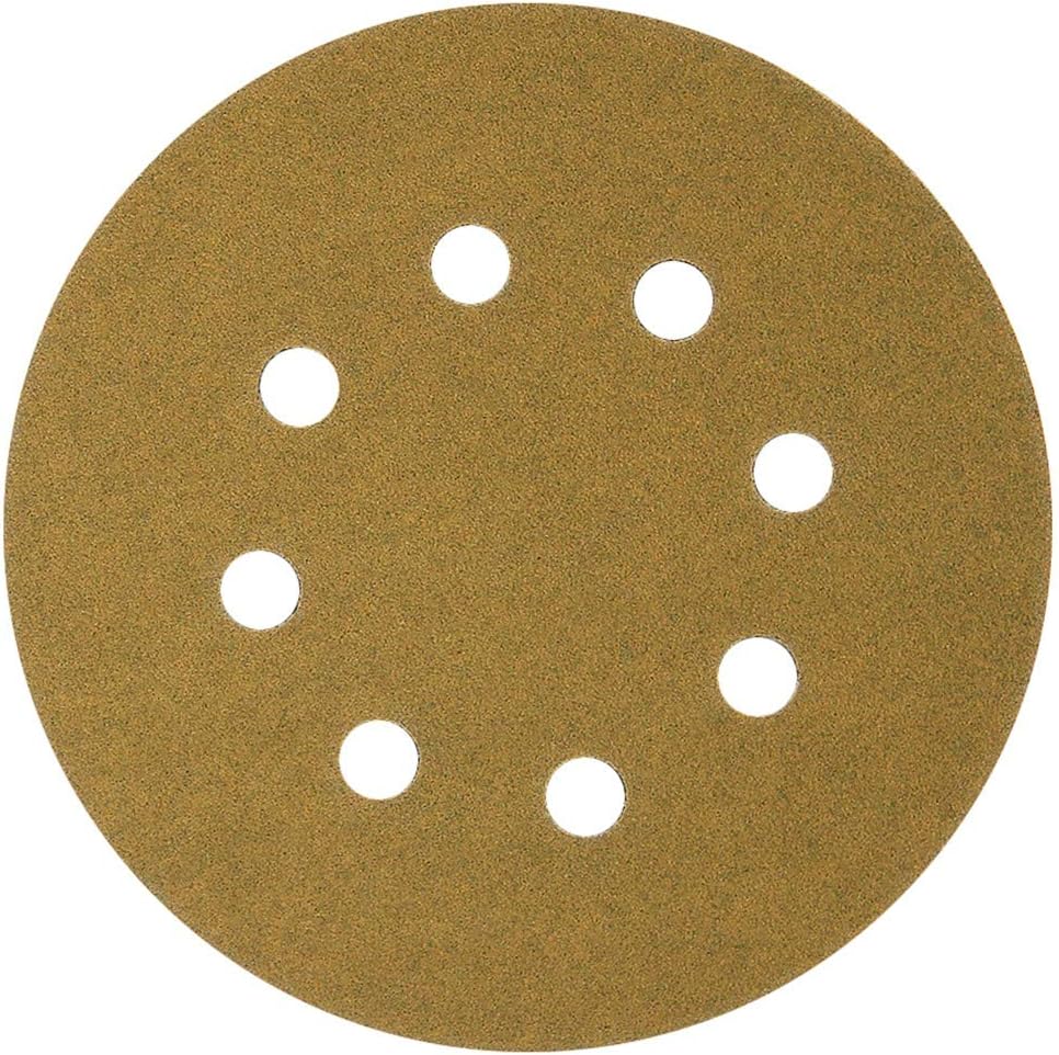 SAND MINE 5-Inch 8-Hole Hook and Loop Sanding Discs, Orbital Sander Sandpaper Discs, 100 Pieces Round Sandpaper Set (120 Grit)