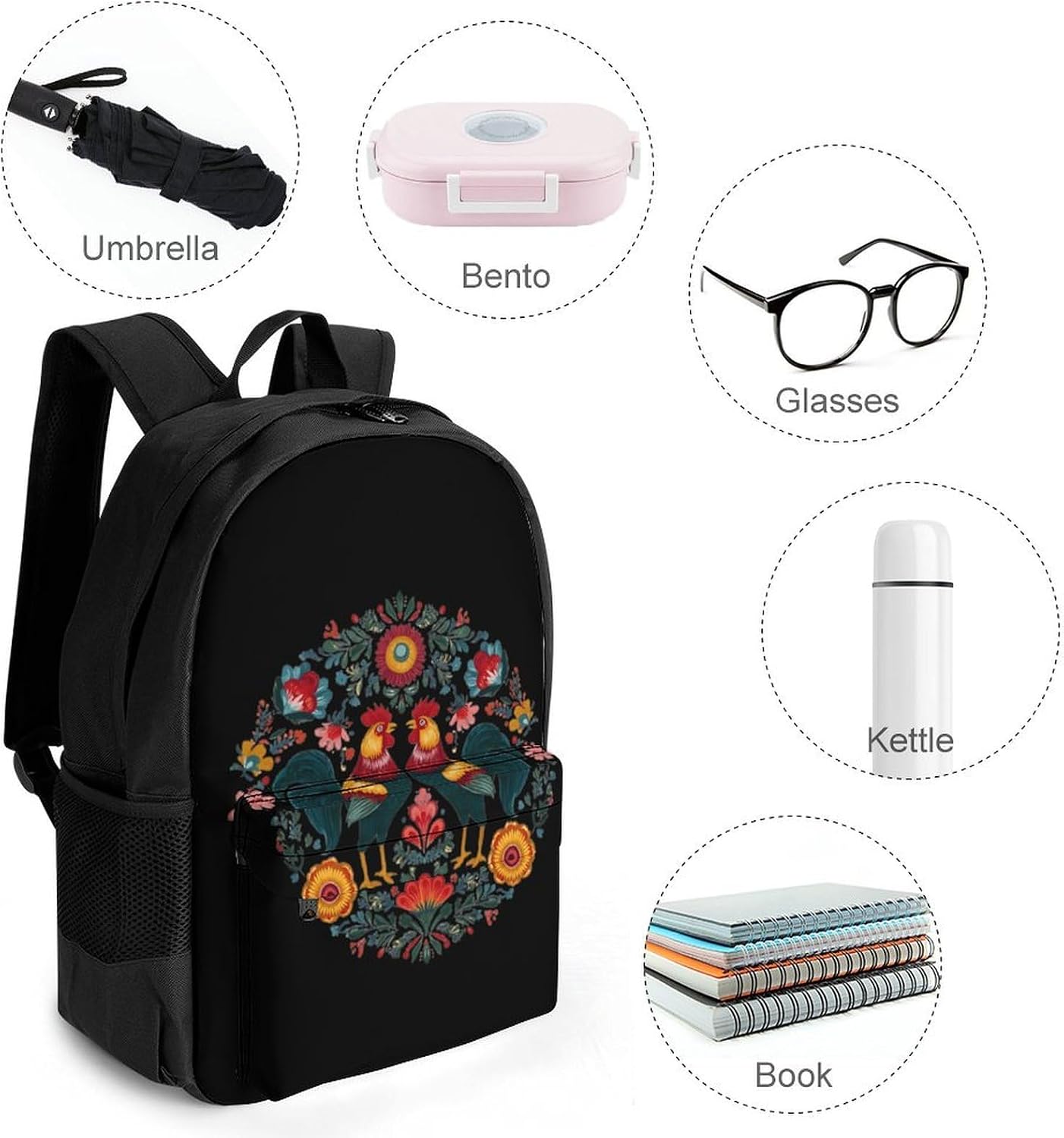 Polish Floral Folk Funny Backpack Lightweight Printed Daypacks image 4