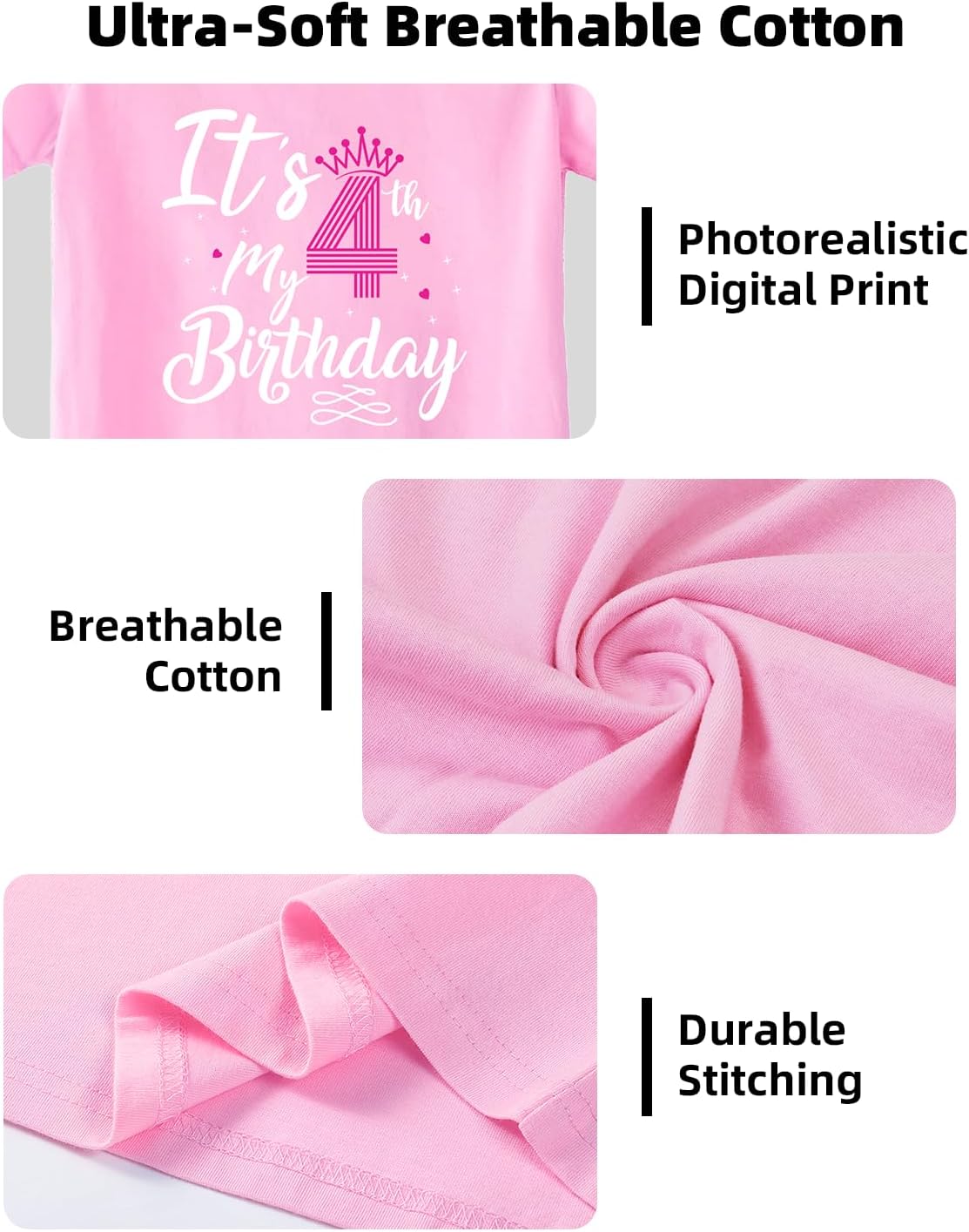 Birthday Girl Shirt Toddler Birthday Shirt Gift for 2nd 3rd 4th 5th 6th 7th 8th Tee Short Sleeve Cotton T-Shirt - Image 6