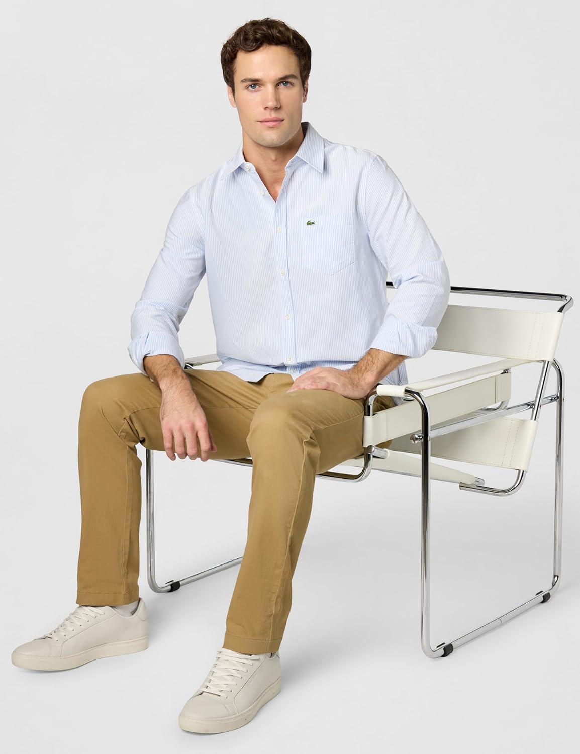 Lacoste Mens Regular Fit Striped Oxford Shirt - Image 2