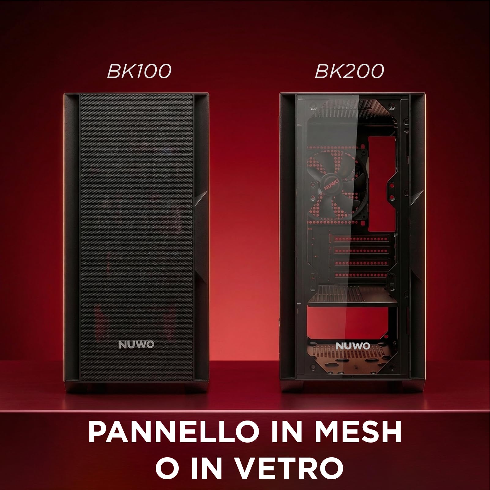 Nuwo Gigan BK100 Case PC Gaming Micro-ATX Mini-ITX | Mini Tower Frontale e Laterale in Vetro Temperato Panoramico | Ventola 120mm Preinstallata