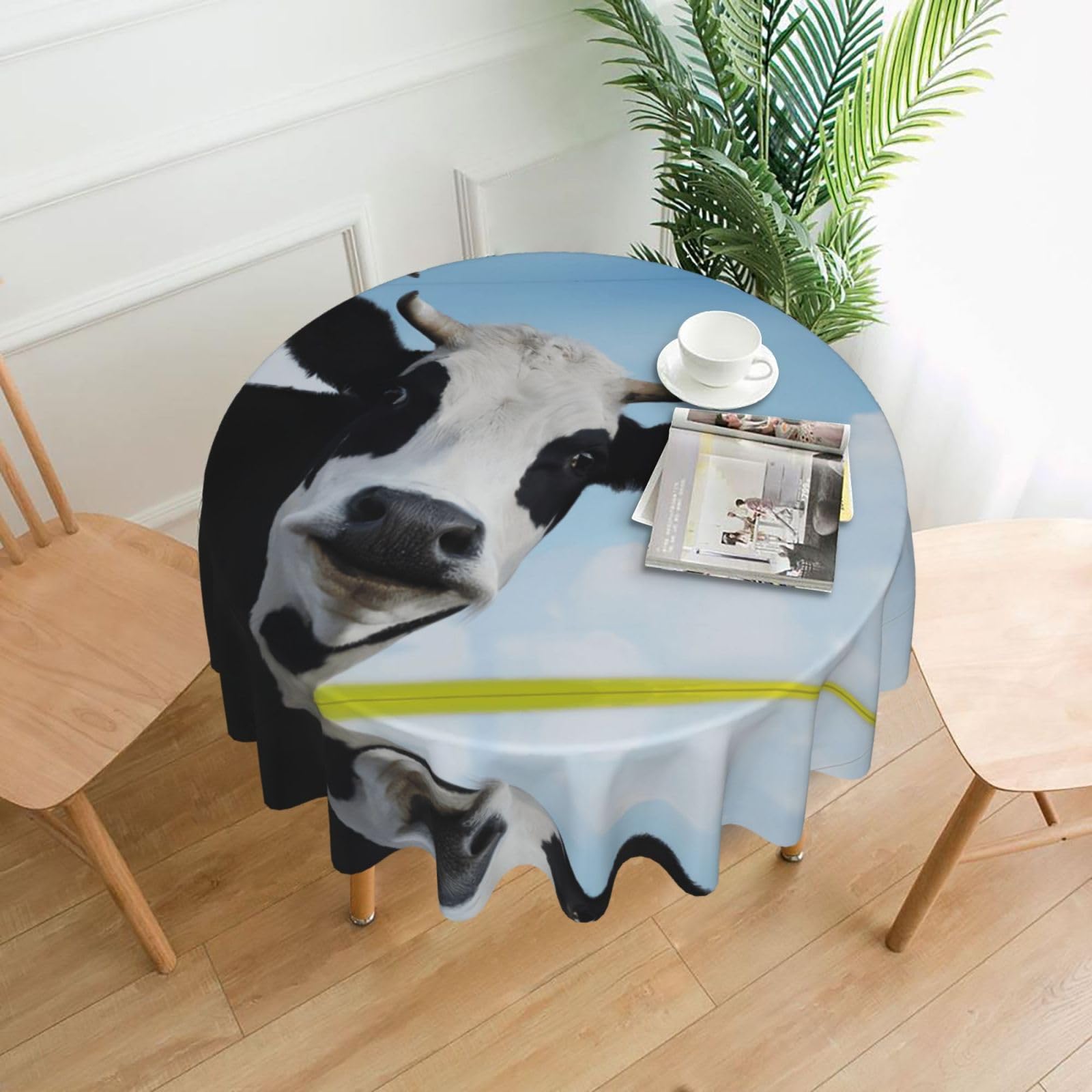 ZHAOUR Cow Patterns Print Round Washable Tablecloth – Table Cover