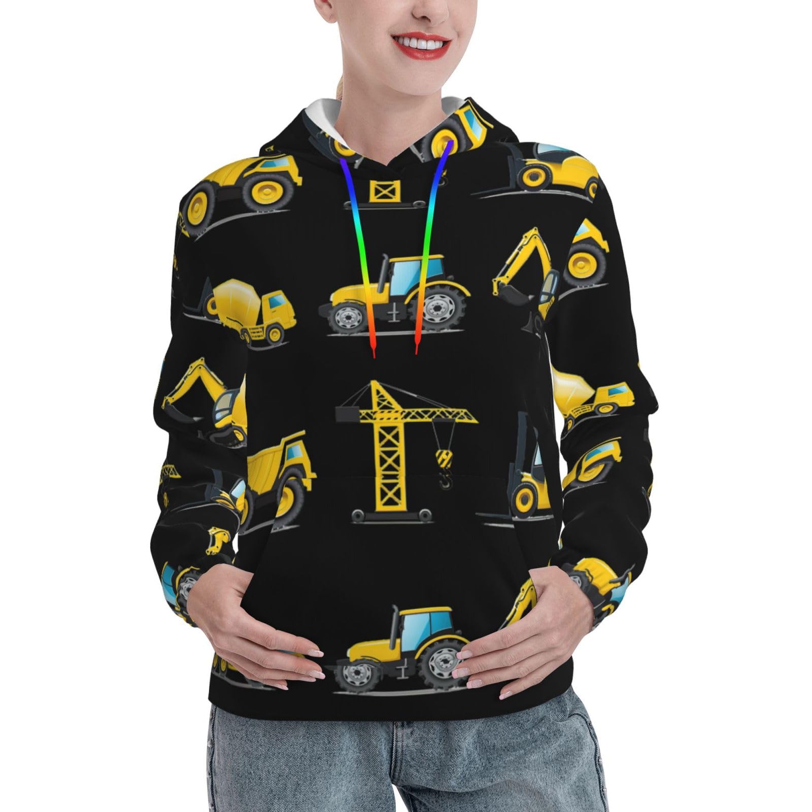 Sweat à capuche imprimé camion pull graphique doux pour femme - 8