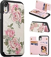 Vista 235 de UEEBAI Funda tipo cartera para iPhone 15 Pro Max con tarjetero, cubierta de cuero PU con soporte, bloqueo RFID, doble cierre magnético, relieve