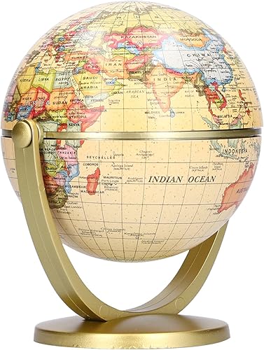 Miniatura 8 de Mini globo antiguo mini mapa del mundo globo edición en inglés escritorio giratorio tierra geografía globo herramienta de enseñanza