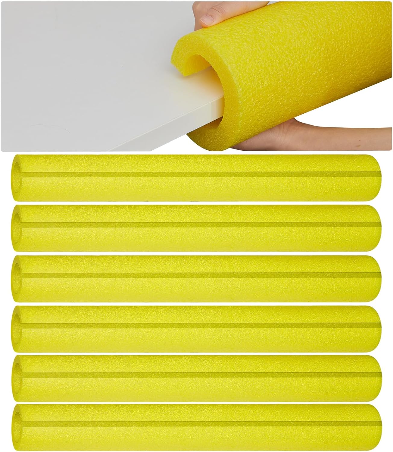 Hanaive 6 Pcs Jumbo Pool Noodles Bulk Pool Noodles Foam Large Pre Slit Clamp Foam Protection Foam Tube Swim Noodles for Swimming Floating Craft Projects Padding Bumper 40 x 2.4 x 1 inch Yellow