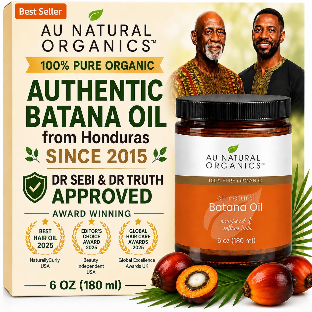 Au Natural Organics Batana Oil for Hair Growth, Since 2015, 6oz Big Jar, 100% Pure Cold Pressed Aceite De Batana, Organic Botana Oil Thickens Hair, Stops Breakage, Nourishes Scalp, Skin Moisturizer 6 Fl Oz (Pack of 1)