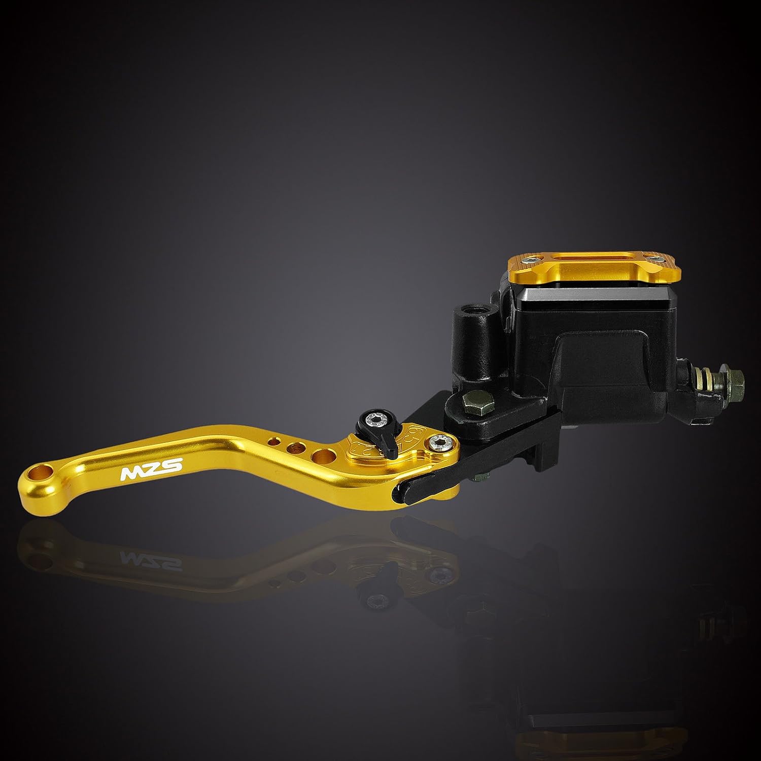 MZS Gold 7/8 Levers Set Brake Master Cylinder Clutch Lever Universal Short Adjustable CNC Compatible with Motorcycle Street Sport Dirt Pit Mini Bike Scooter ATV