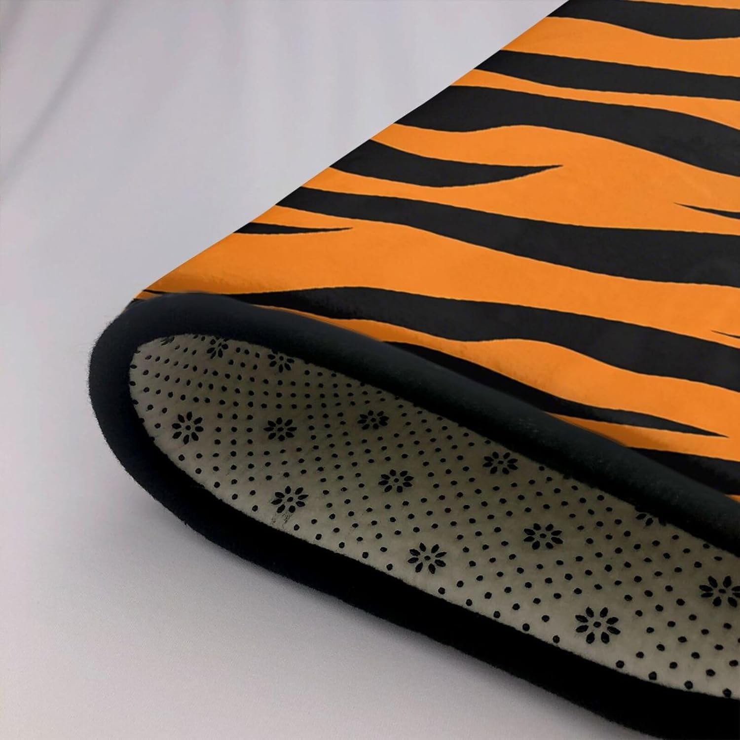 Flannel Non-Slip (Orange Tiger Leopard) Rug Pad 80×50in Soft Washable Protective for Hardwood Floors Bedroom Bathroom Living Room