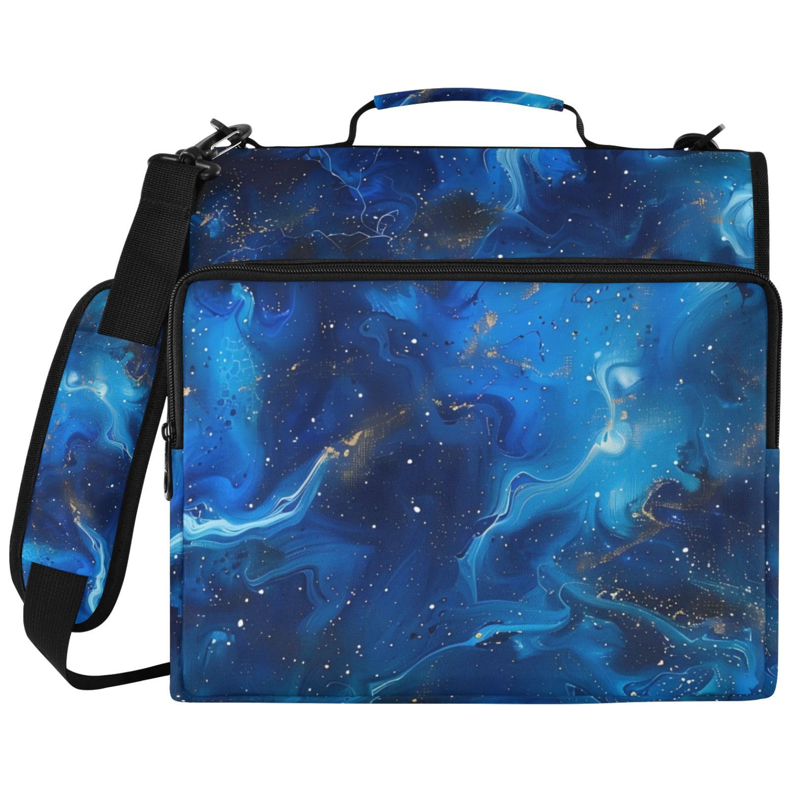 Galaxy Blue Art Print Zipper 3 Ring Binder Bag