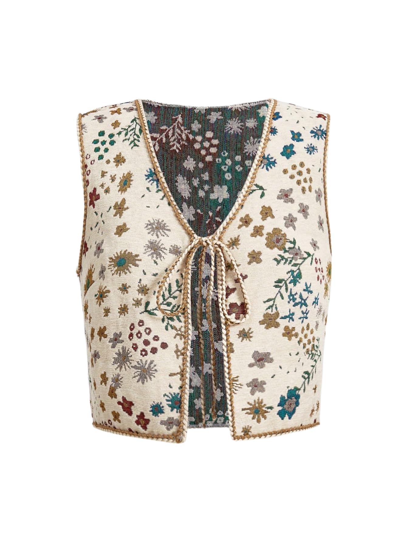 gorglitter Women's Sleeveless Western Rodeo Country Concert Cowgirl Outfit Tie Front Cardigan Vest Top Casual Trendy-picture-10