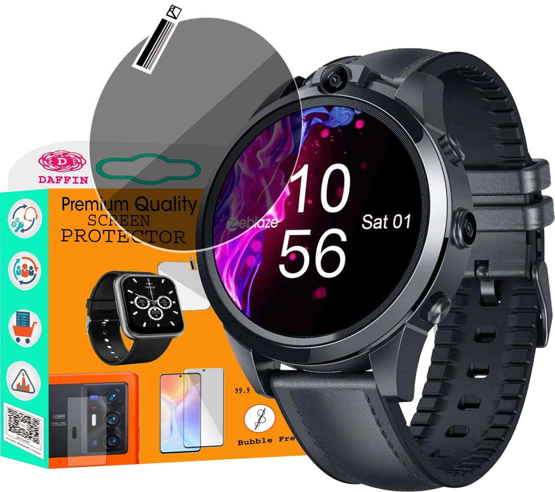 DAFFIN Premium Flexible 9H Screen Guard for Zeblaze Thor 5 Pro Smartwatch (Transparent, Pack of 1) (DFN-Scrngrd15586)