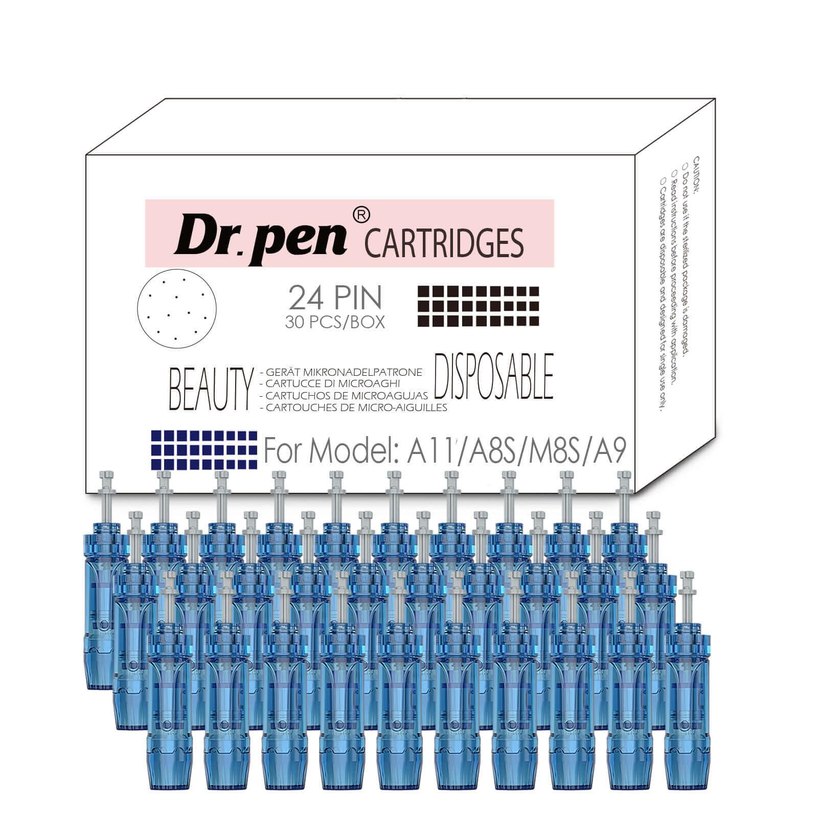 Dr. Pen Ultima M8S Lot de 30 cartouches de rechange d'origine 24 broches stériles et hygiéniques à usage unique pour une peau lisse, radieuse et bien entretenue Compatible avec les appareils Dr. Pen