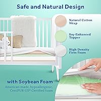 Vista 5 de Soja Sealy de espuma para el niño / pequeño colchón de cuna, espuma hipoalergénica de soja, firma adicional, cubierta impermeable durable, ligera
