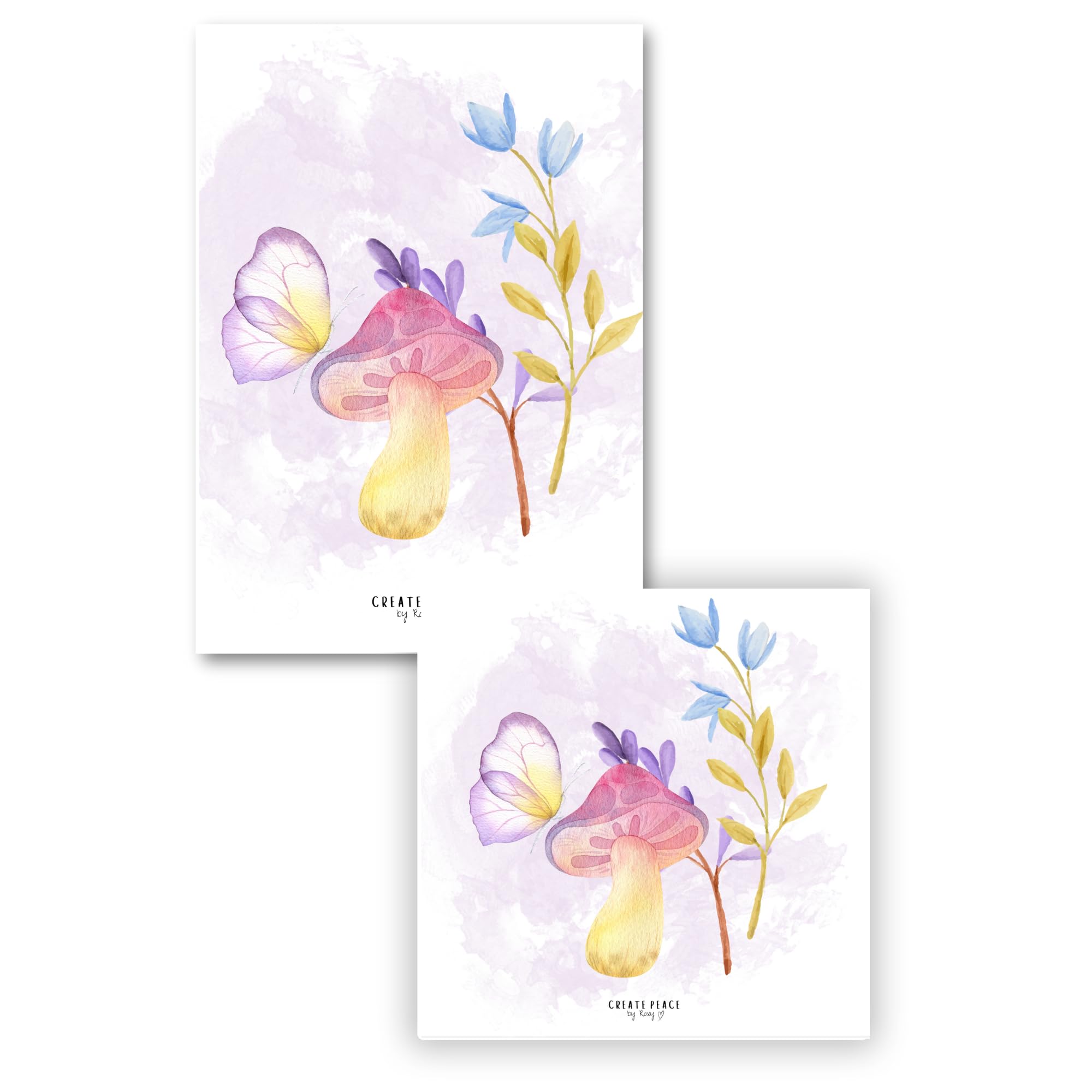 Set of 2 Laminated Colouring Book Page Protectors. Stops Bleed Through. Free Alcohol Cleaning Wipes Included! (Mushroom) โ image 1