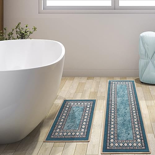 Miniatura 39 de Antep Rugs Alfombras modernas con bordes de 2 x 7 pies antideslizantes (antideslizante) de perfil bajo con parte trasera de goma para interiores