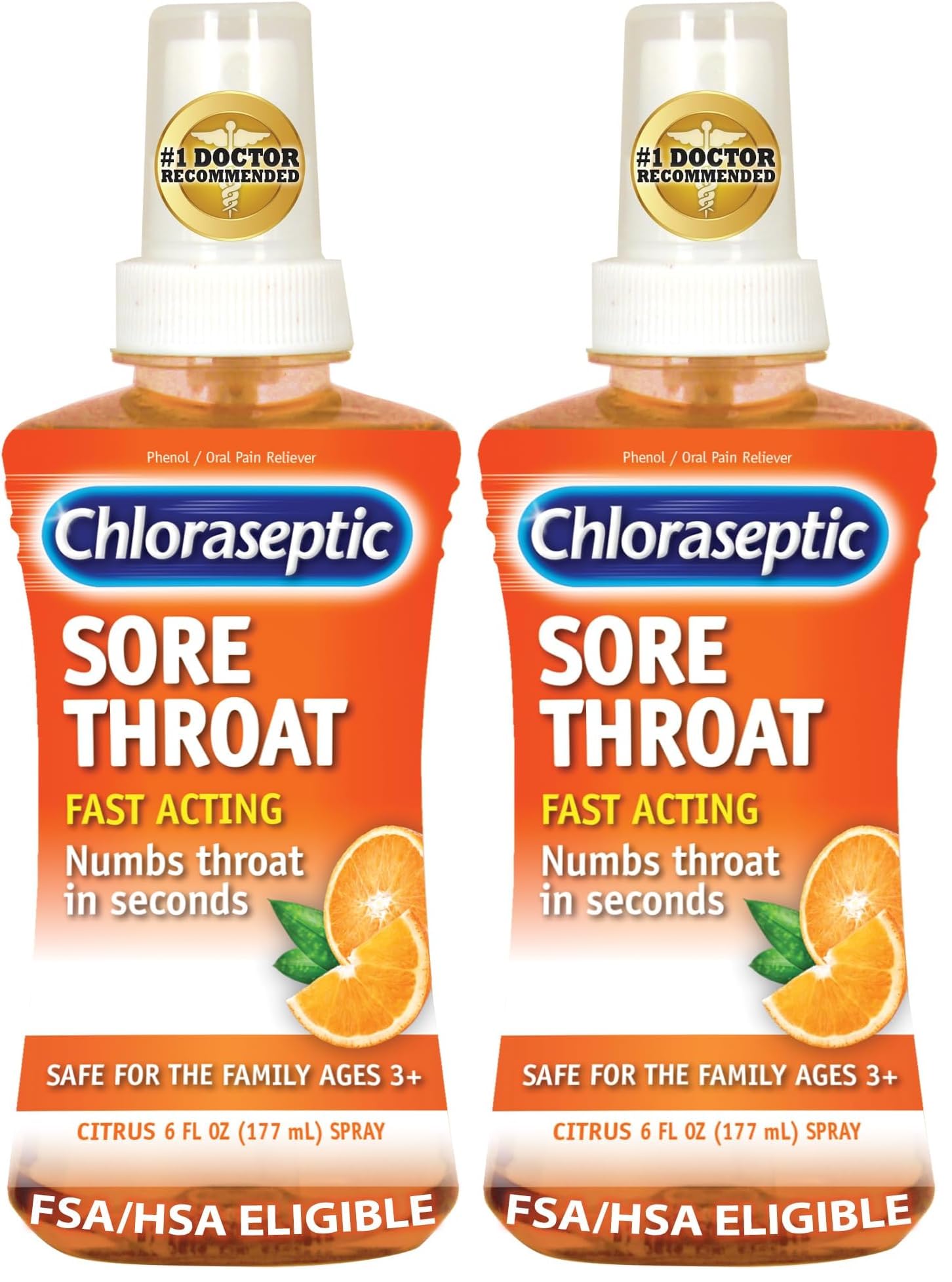 - Sore Throat Spray, Citrus, 6 fl oz, 1 Bottle (Pack of 2)