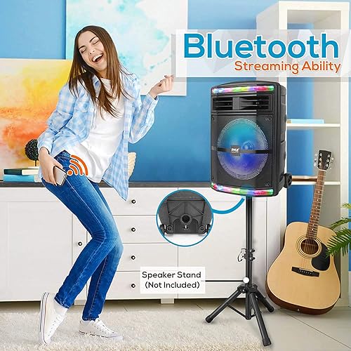 Miniatura 6 de Pyle - Sistema de altavoces PA portátil con Bluetooth - Sistema de altavoces PA portátil de 600W con Bluetooth, batería recargable, luces de fiesta