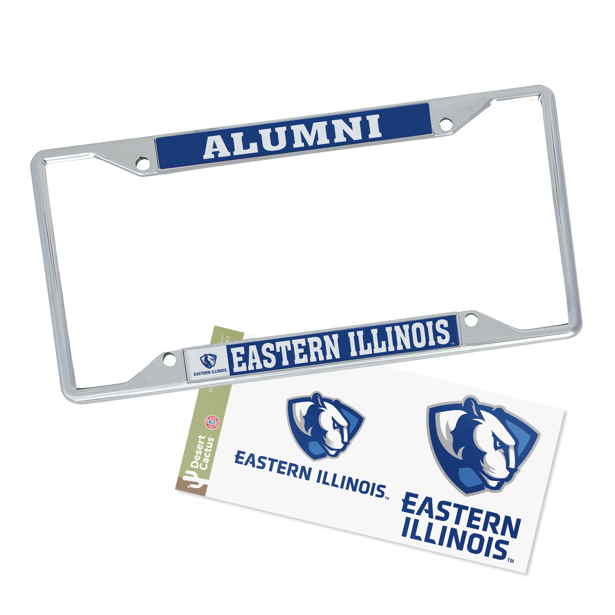 Desert Cactus Eastern Illinois University License Plate Frame and Sticker Car Tag Holder for Front or Back of Car Officially Licensed Metal (Sticker