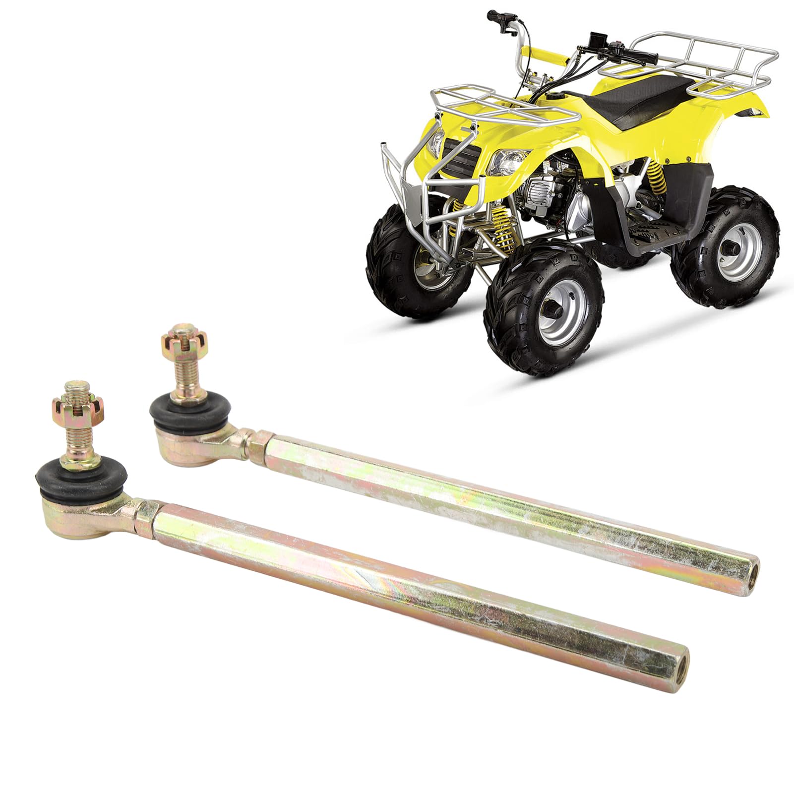 2PCS M10 10 Millimetri Tirante Giunto a Sfera Tirante Testa a Sfera Kit Giunto in Lega di Acciaio Misura per 110cc 125cc 150cc 200cc Quad ATV Go Kart