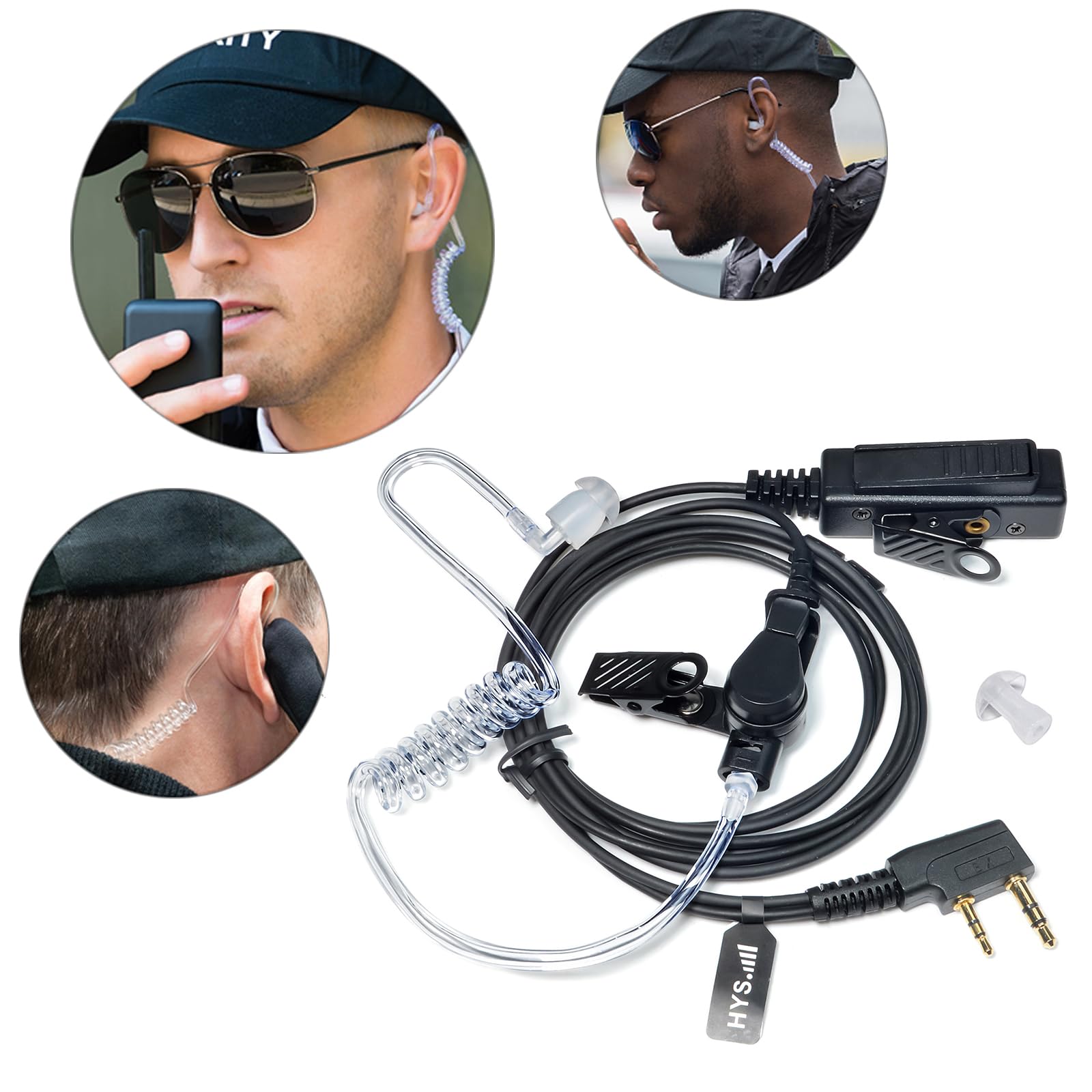 HYS Słuchawki Covert z rurką akustyczną, PTT i mikrofonem bezpieczeństwa, kompatybilne z Baofeng BF-888S UV-5R Kenwood Quansheng UVK5 K6 Walkie Talkie (5E)