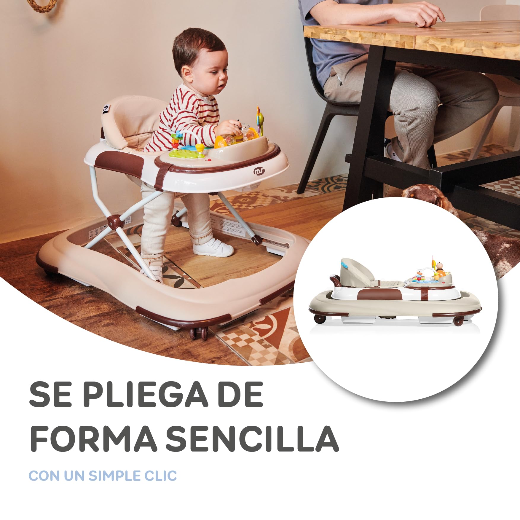 Ms - Andador Bebe con Base Antivuelco y Protector Marcos y puertas- Incluye Bandeja De Sonidos Y Juegos- Ruedas de silicona- Acabado en Mate — view 6
