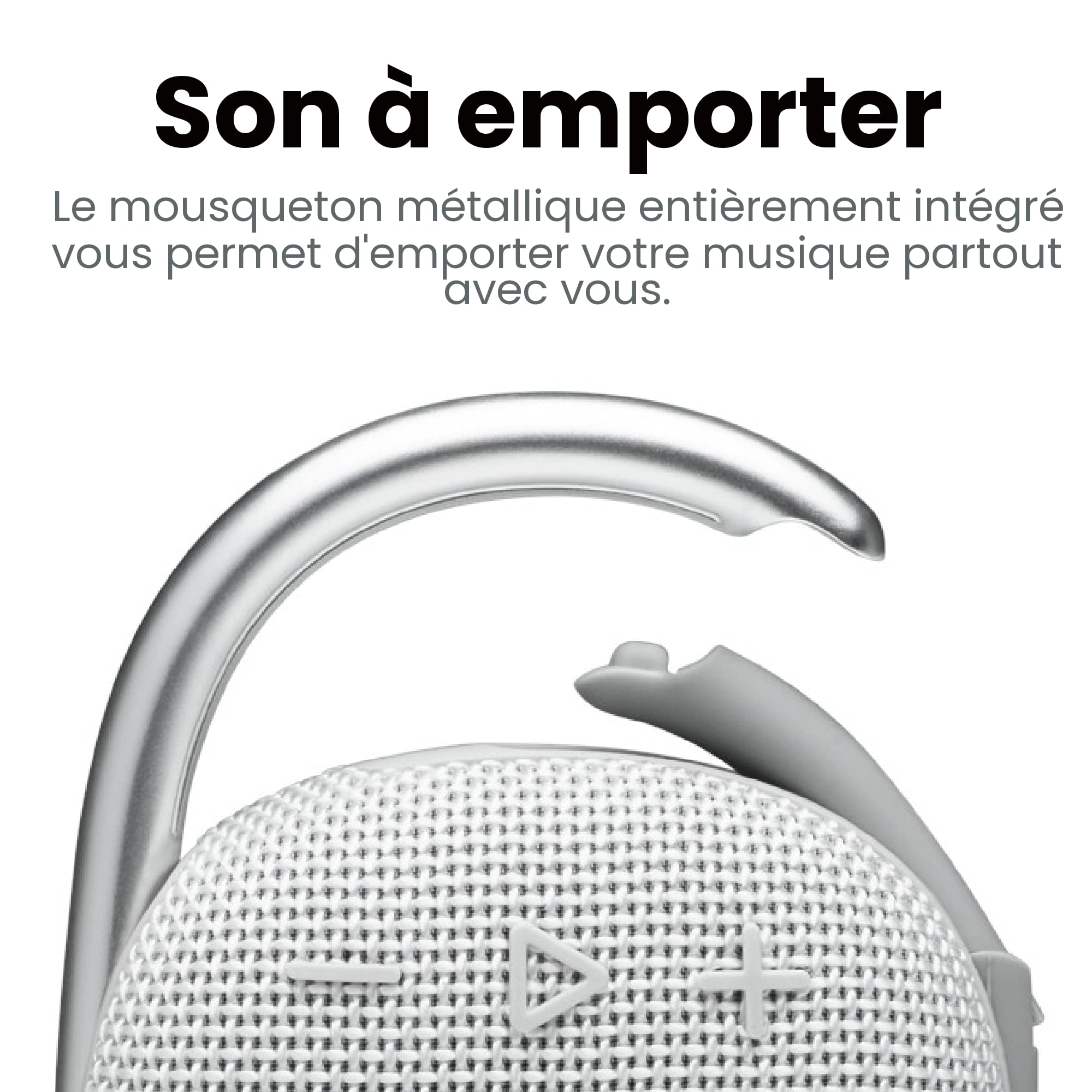 JBL Clip 4 Mini haut-parleur Bluetooth étanche IP67, gros son et basses puissantes, mousqueton intégré, 10 heures de lecture