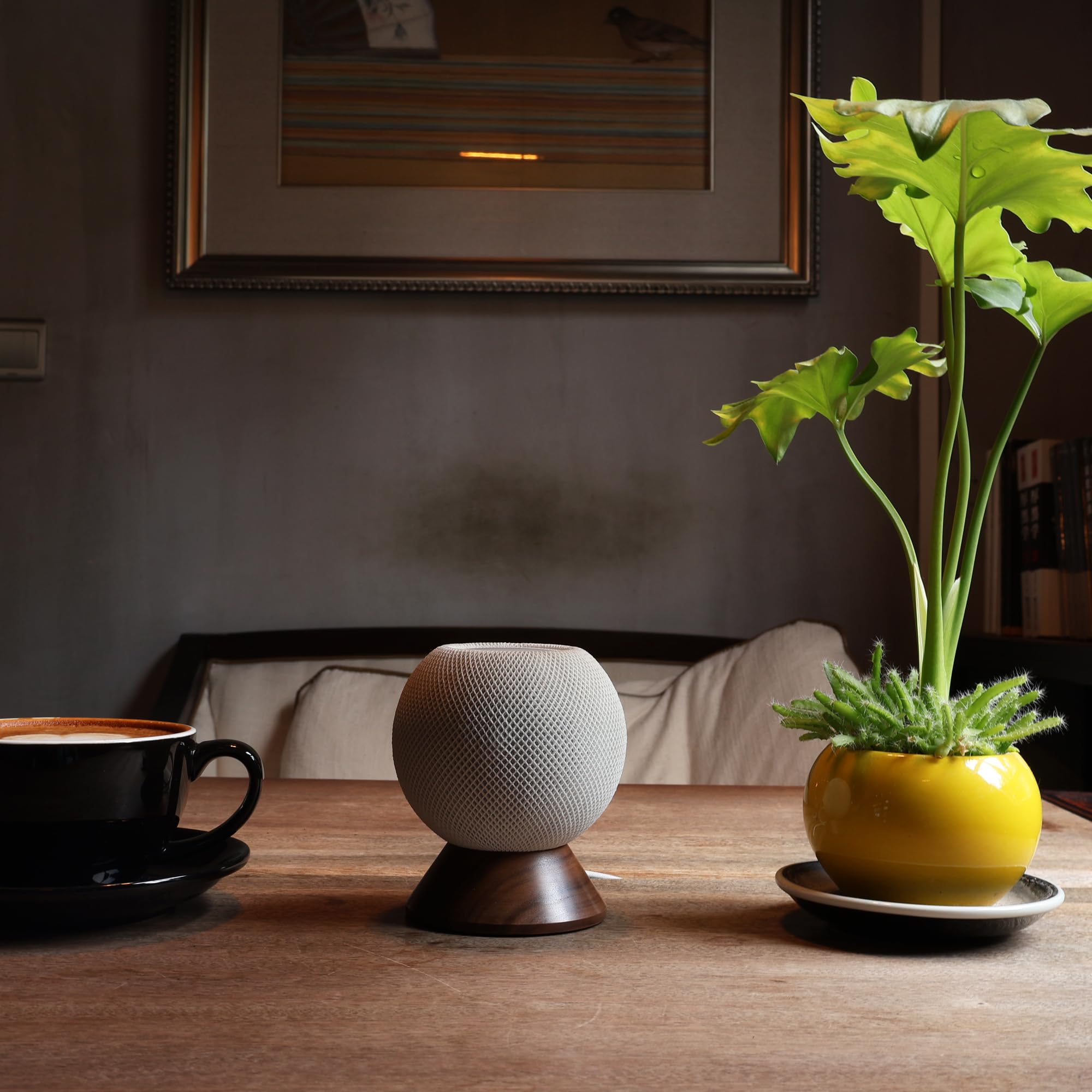 Amazon | Homepod Mini用木製スタンド、内蔵ケーブル管理、ブラック
