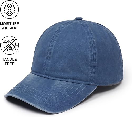 Miniatura 2 de Ponyflo Sombrero de cola de caballo de algodón, gorras de cola de caballo para mujer, diseñadas para todo tipo de cabello