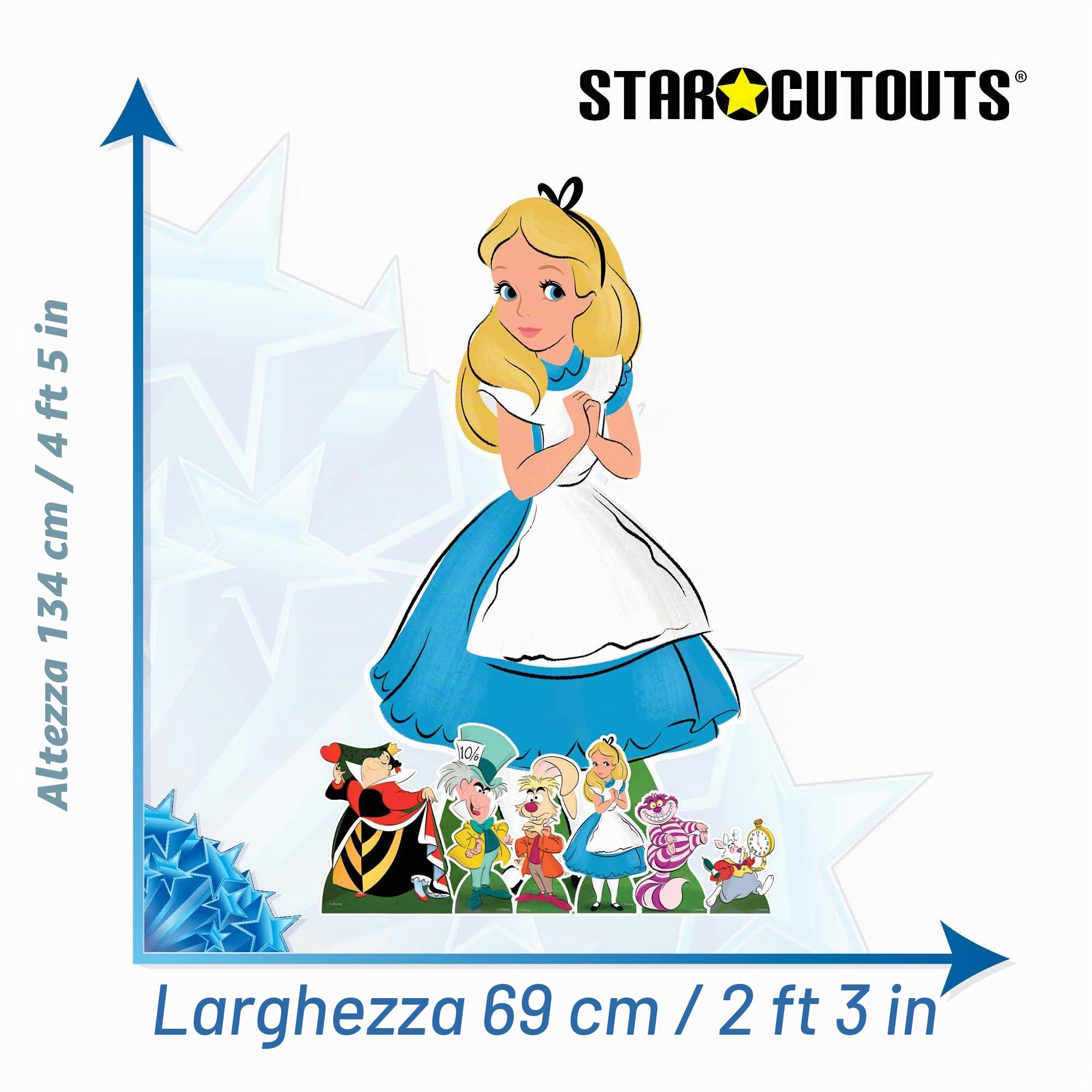 Star Cutouts SP018 Alice nel paese delle meraviglie SP - Decorazione per feste con sei mini sagome in cartone, misura media