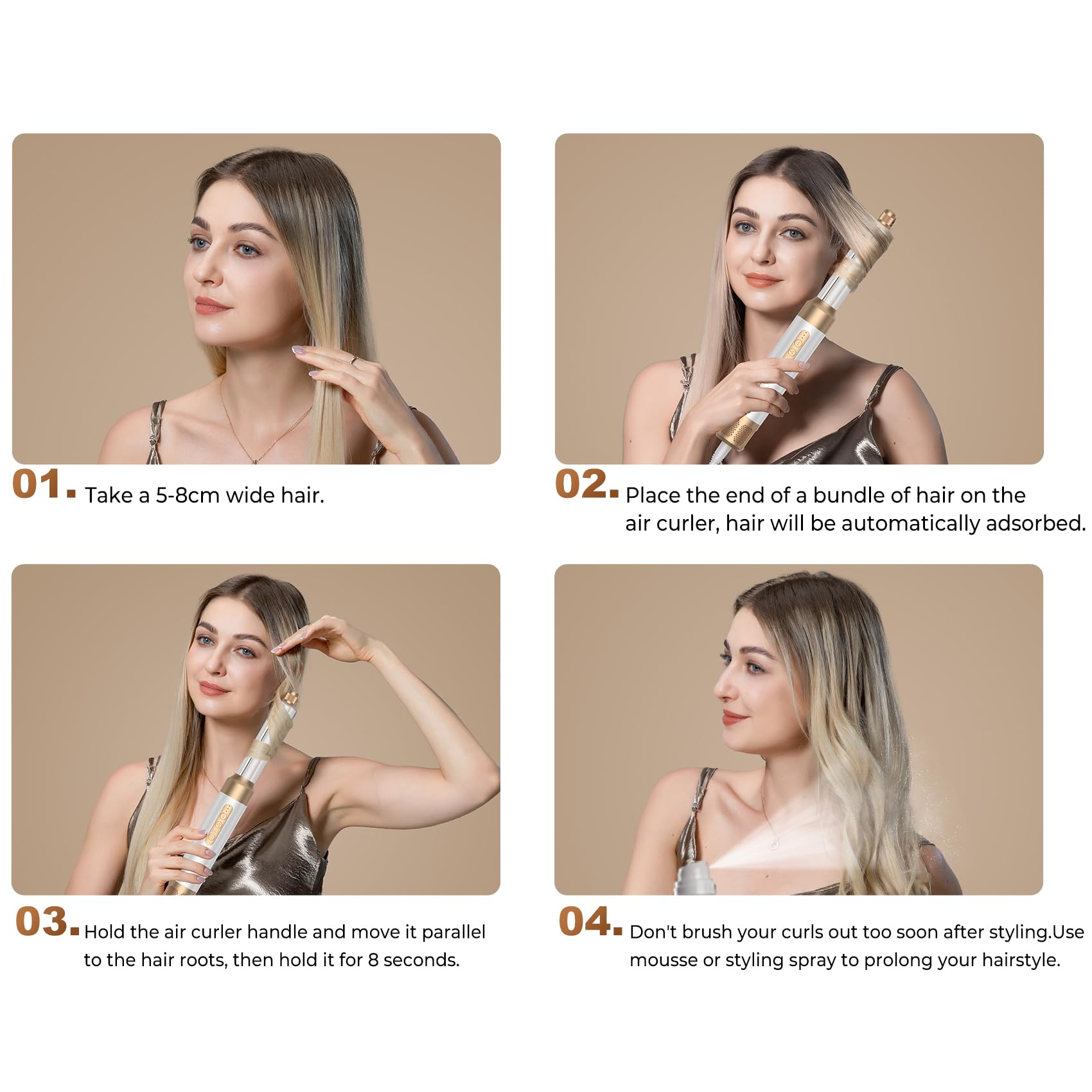 UKLISS 7 in 1 Hairstyler, Pro Haarstyler & Haartrockner Set mit Warmluft Lockenbürste, 1400W Hair Dryer, Rundbürstenföhn, Warmluftbürste, Haarföhn, Thermal Brush, Geschenke für Frauen Haarstyling