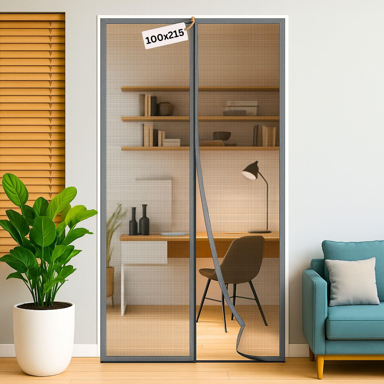 Royalkart 100x215cm Grey | Magnetic Mosquito Net for Door | Fiberglass Screen Curtain with 34 Magnets | Auto-Closing Mesh to Keep Mosquitoes Out-image-13