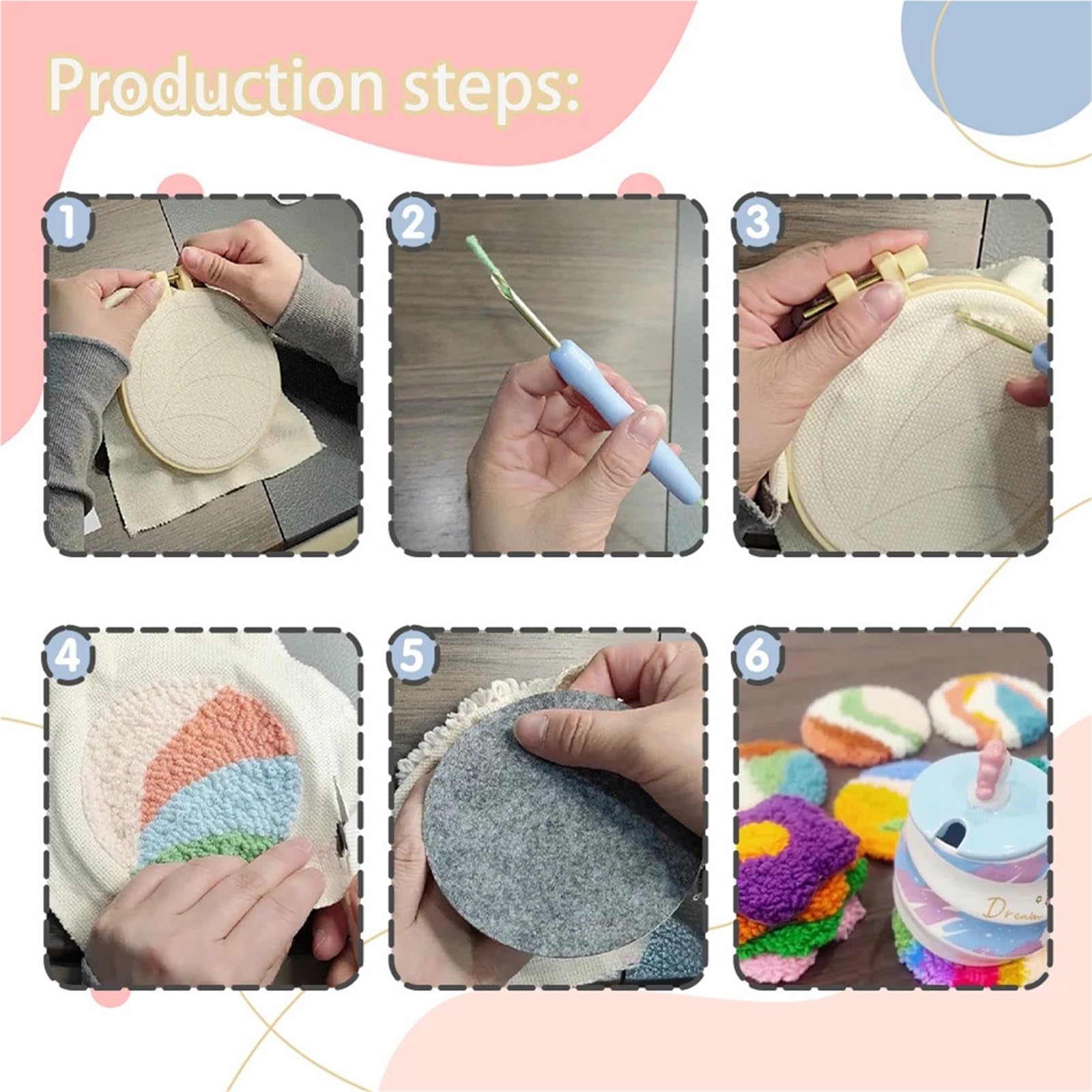 Kit d'aiguilles à poinçonner avec sous-Verres, Complet de démarrage Broderie for débutants, 1 Ensemble 6 pièces/Ensemble pour Soi-même(Color1)