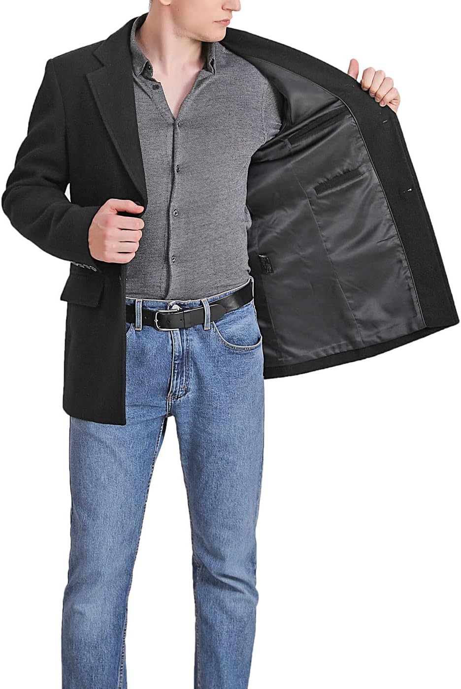 BGSD Men Duke Cashmere Wool Blend Single Breasted Walking Sports Coat (Also available in Big and Tall)