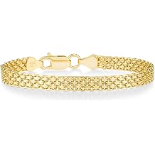 Miabella Italian 925 Sterling Silver Bismark Link Chain Bracelet Women, 6mm