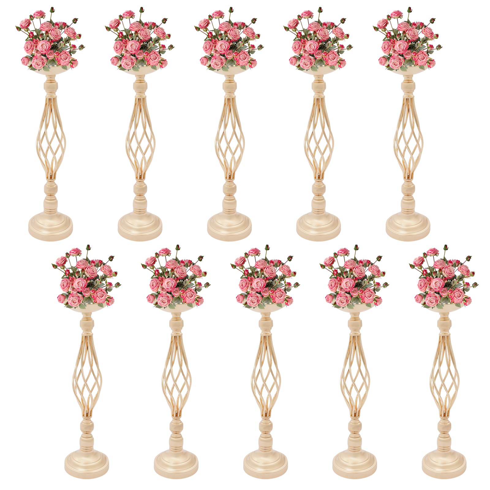 Pièces centrales pour la table de mariage en or pour une réception magique