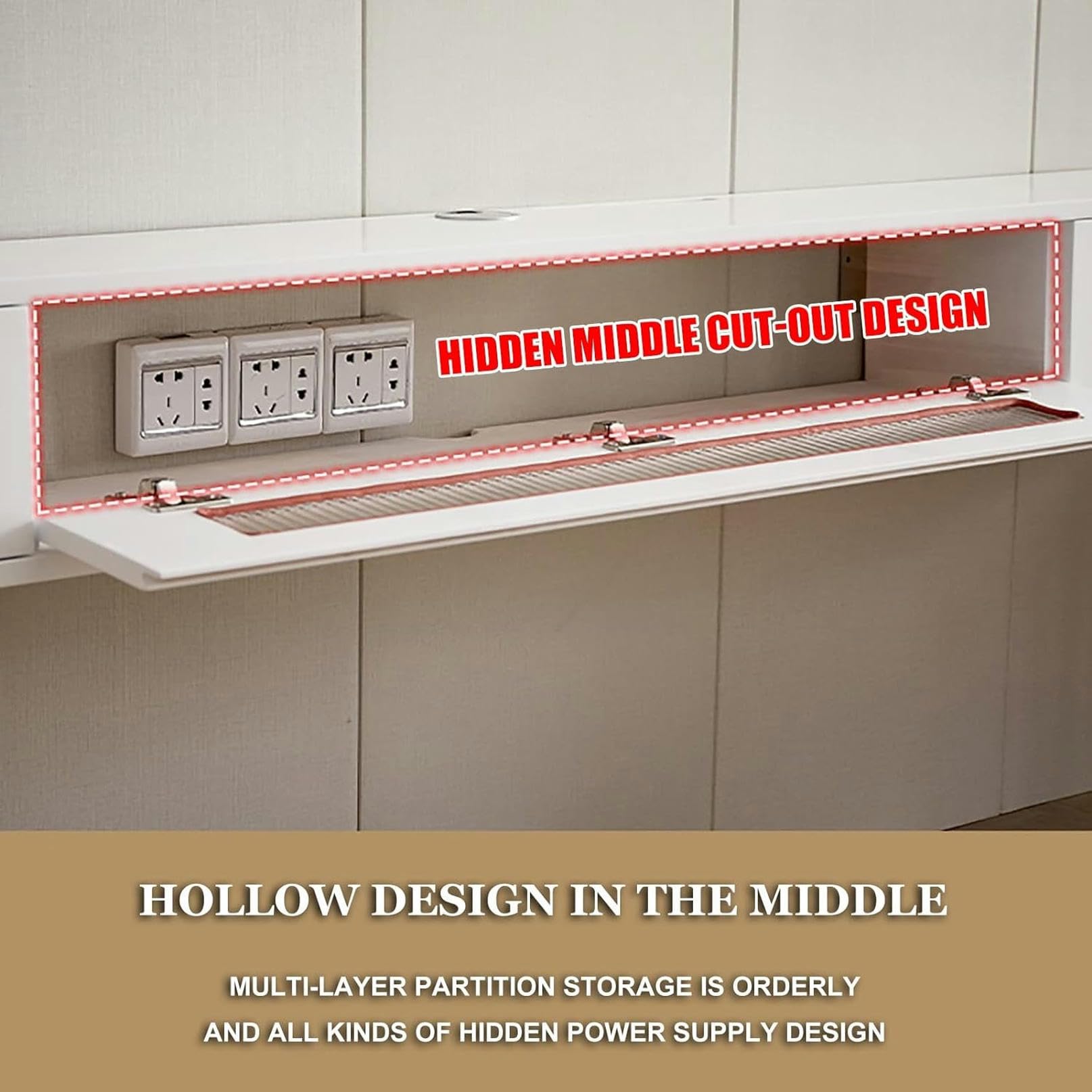 Supporto per TV sospeso da parete, console multimediale con spazio per soggiorno e ufficio, design salvaspazio moderno, mensola galleggiante per TV a schermo piatto, elegante decorazione per la casa