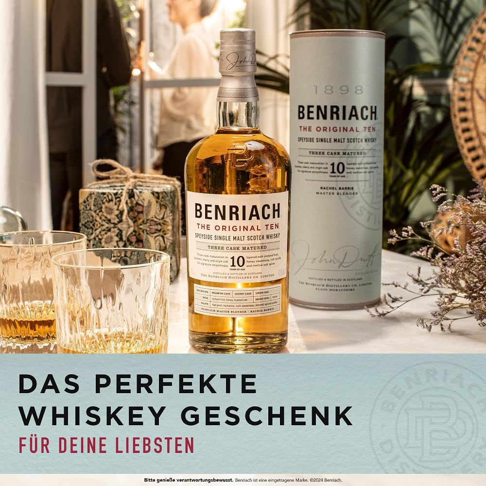 Benriach The Original 10 - Speyside Single Malt Scotch Whisky - Inklusive Geschenkverpackung - Vielschichtige Aromen von Obst und süßem Malz - 0.7L/43% Vol.