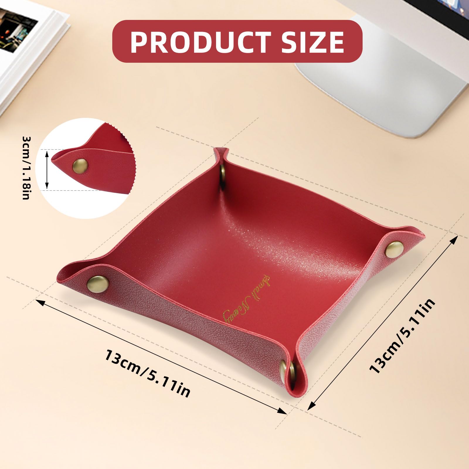 WisePoint Vassoio Portaoggetti In Pelle PU - 2 Pezzi Colorati Per Organizzare Chiavi, Monete E Gioielli - Foto 4