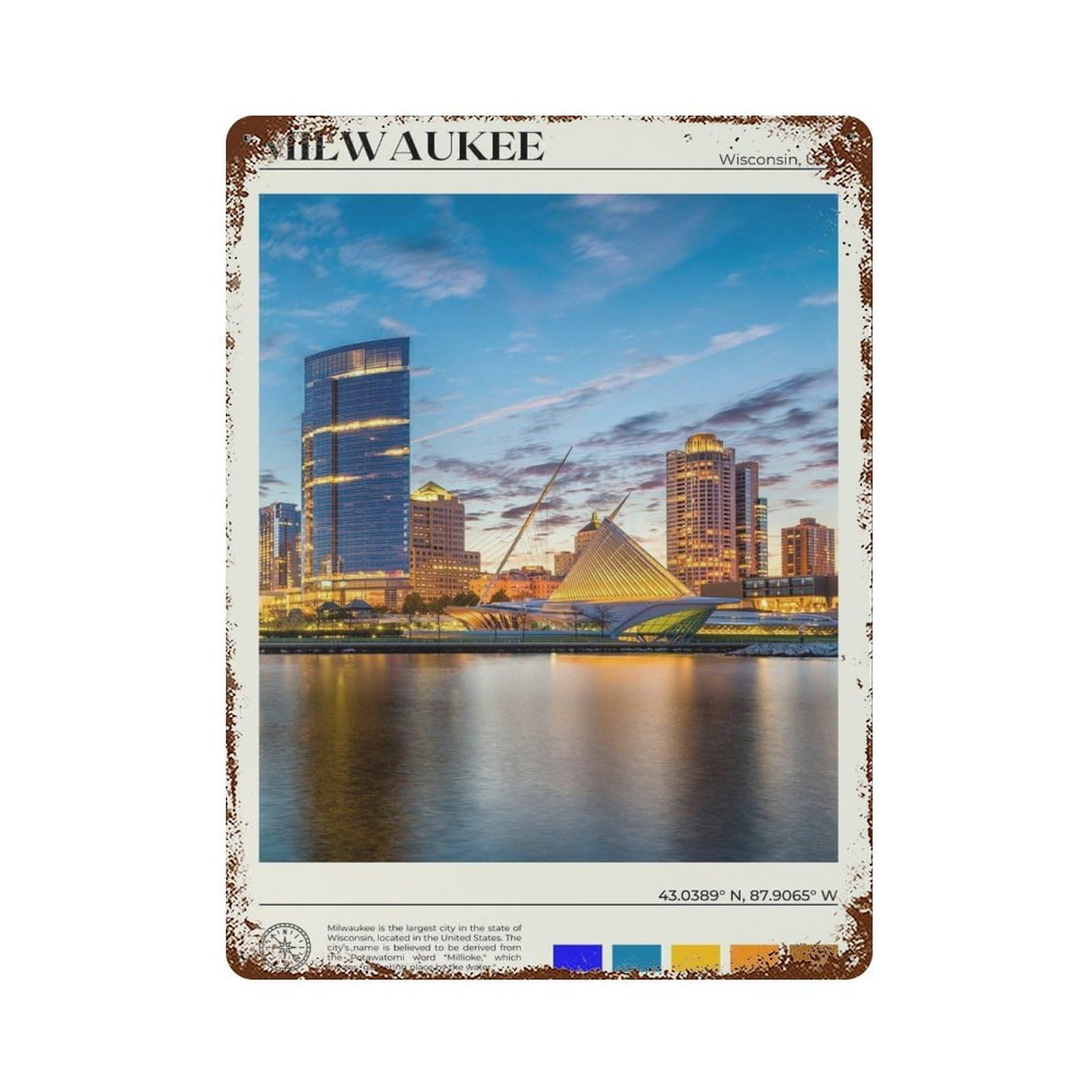 xiaoxiaoshen Real Photo Milwaukee Wisconsin Wall Decor Art Metal Tin Poster Modern Home Decor Art Home Bar Shop Decorations Vintage Sign 40x30cm
