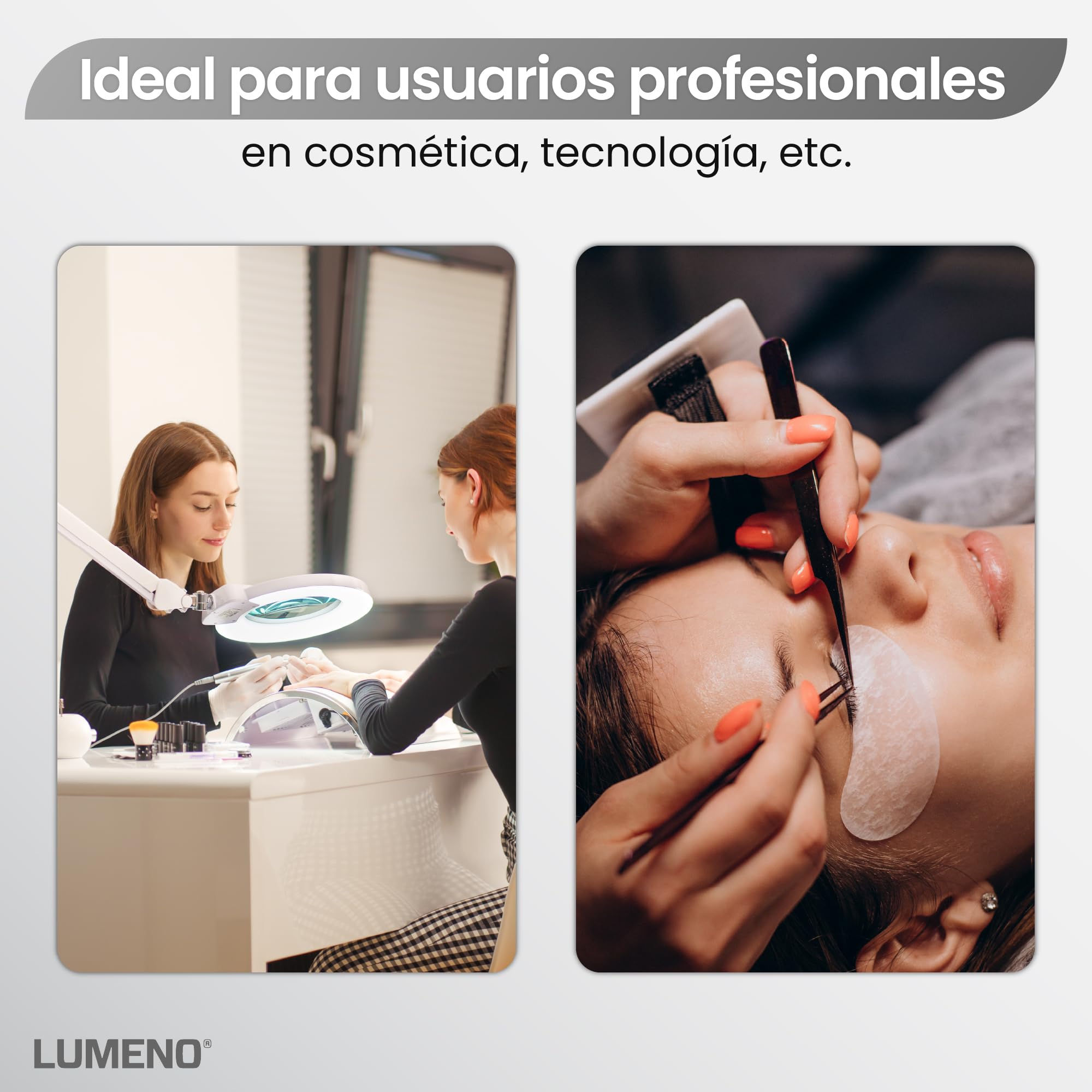 Lumeno 8245PRO Lupa LED con gran lente de cristal auténtico de 172 mm, regulable con interruptor de segmentos y robusta carcasa metálica ideal como ayuda de lectura, para trabajos manuale, 5 dioptrías