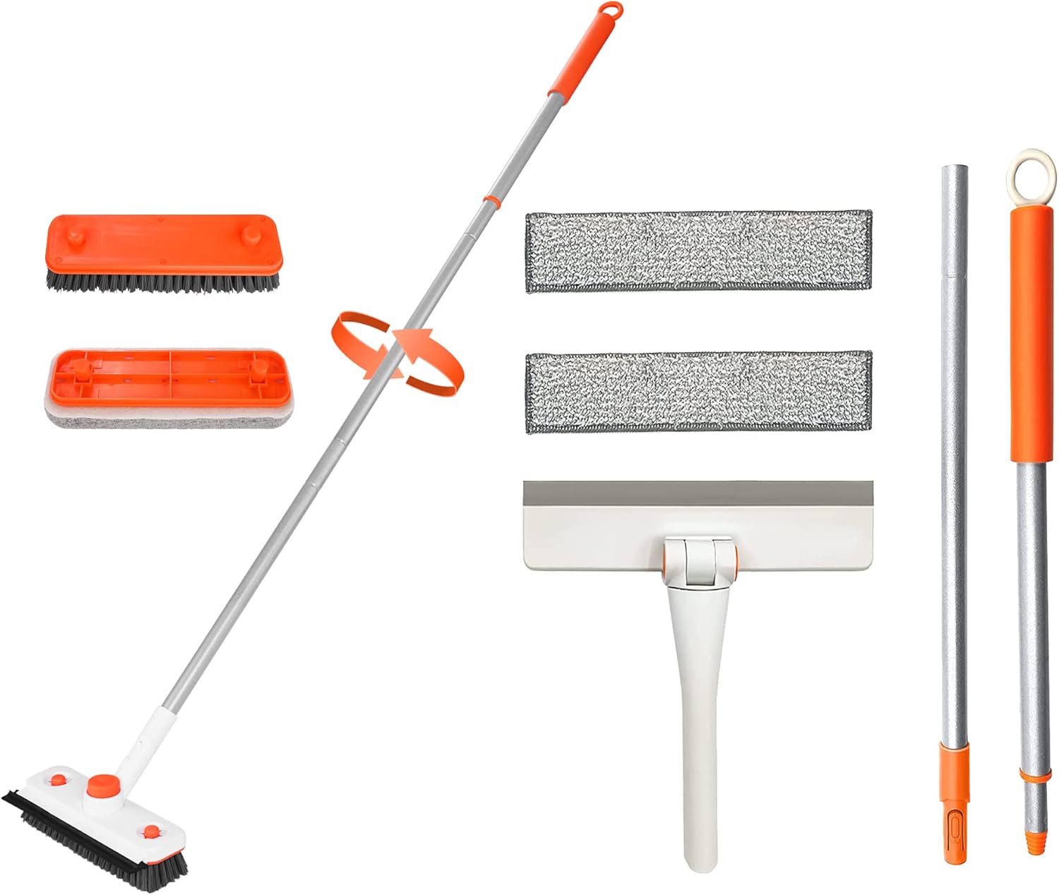 Long Handled Tub Tile Scrubber with 360 Degree Rotating