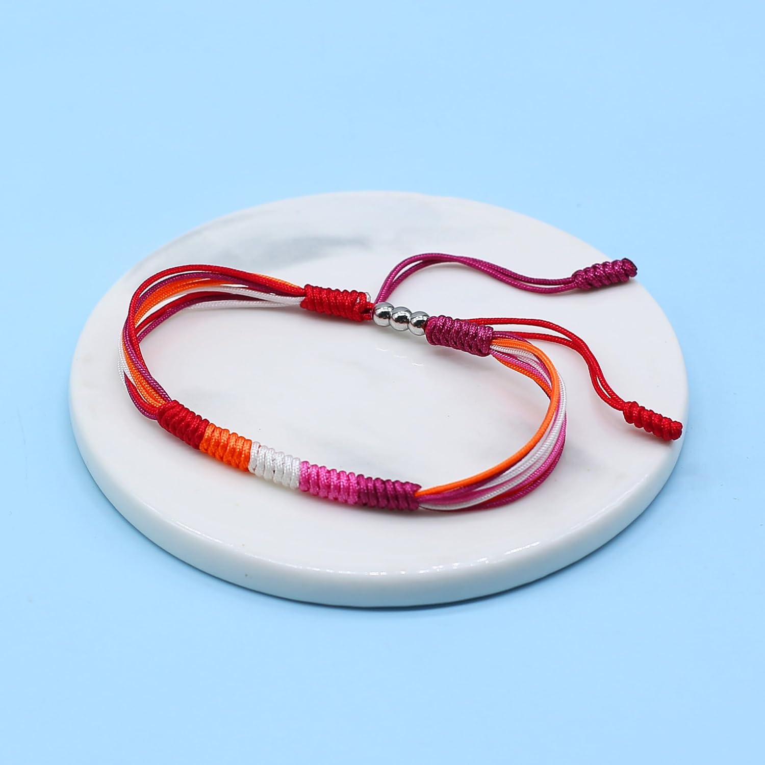 LAMIBEE LGBTQIA Pride, Bisexual, Pansexuality, Asexual, Lesbian, MLM Progress Flag Code Bracelet, Boho Style Rope Women Men Thread for Him Her, Pride Month - Image 3