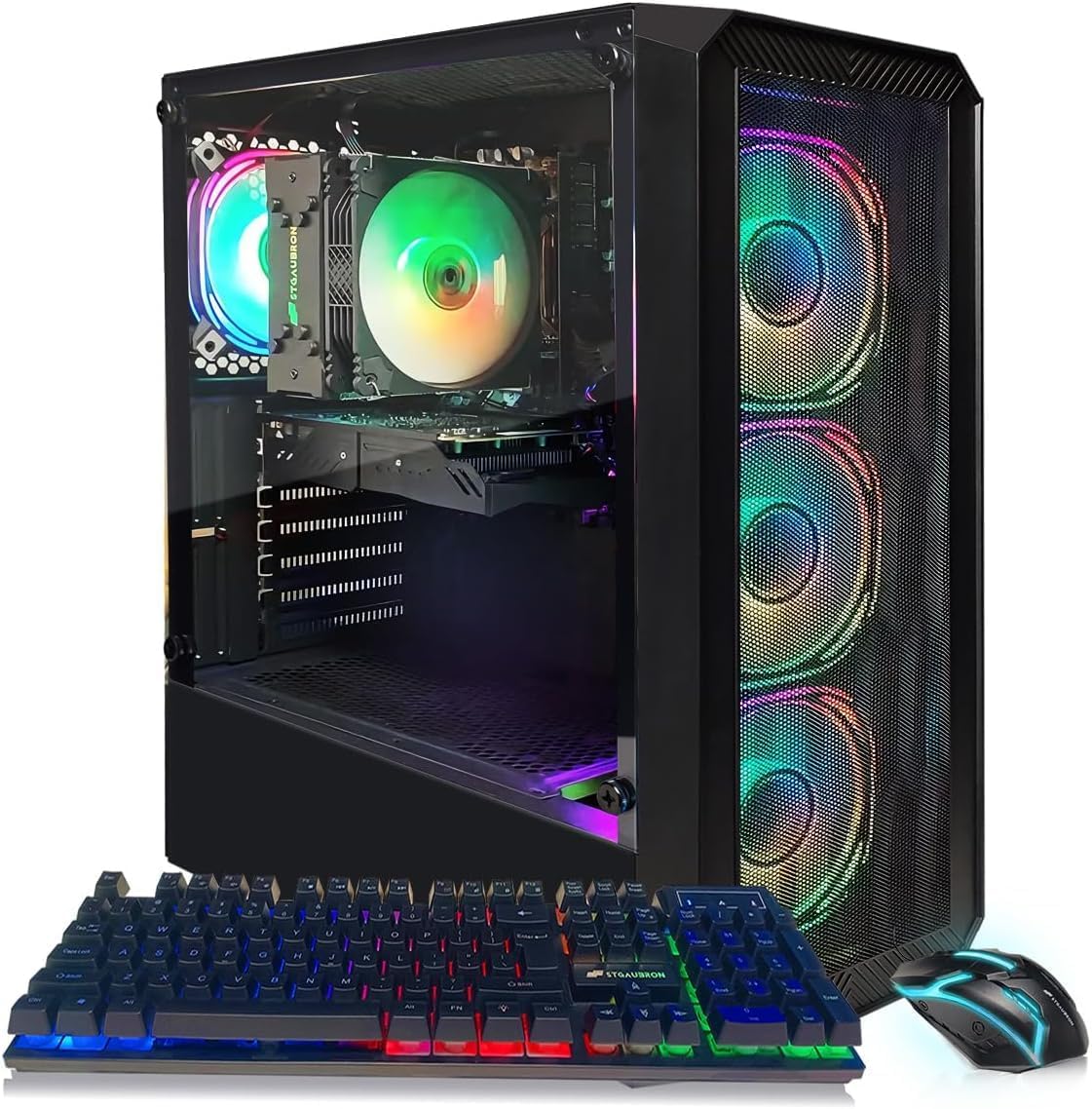 STGAubron Gaming PC Computer, Intel Core i5-13400F up to 5.0GHz, GeForce RTX 3050 6G, 16G DDR4, 512G SSD, WiFi 6, BT 5.2, RGB Fan x4, Windows 11 Home