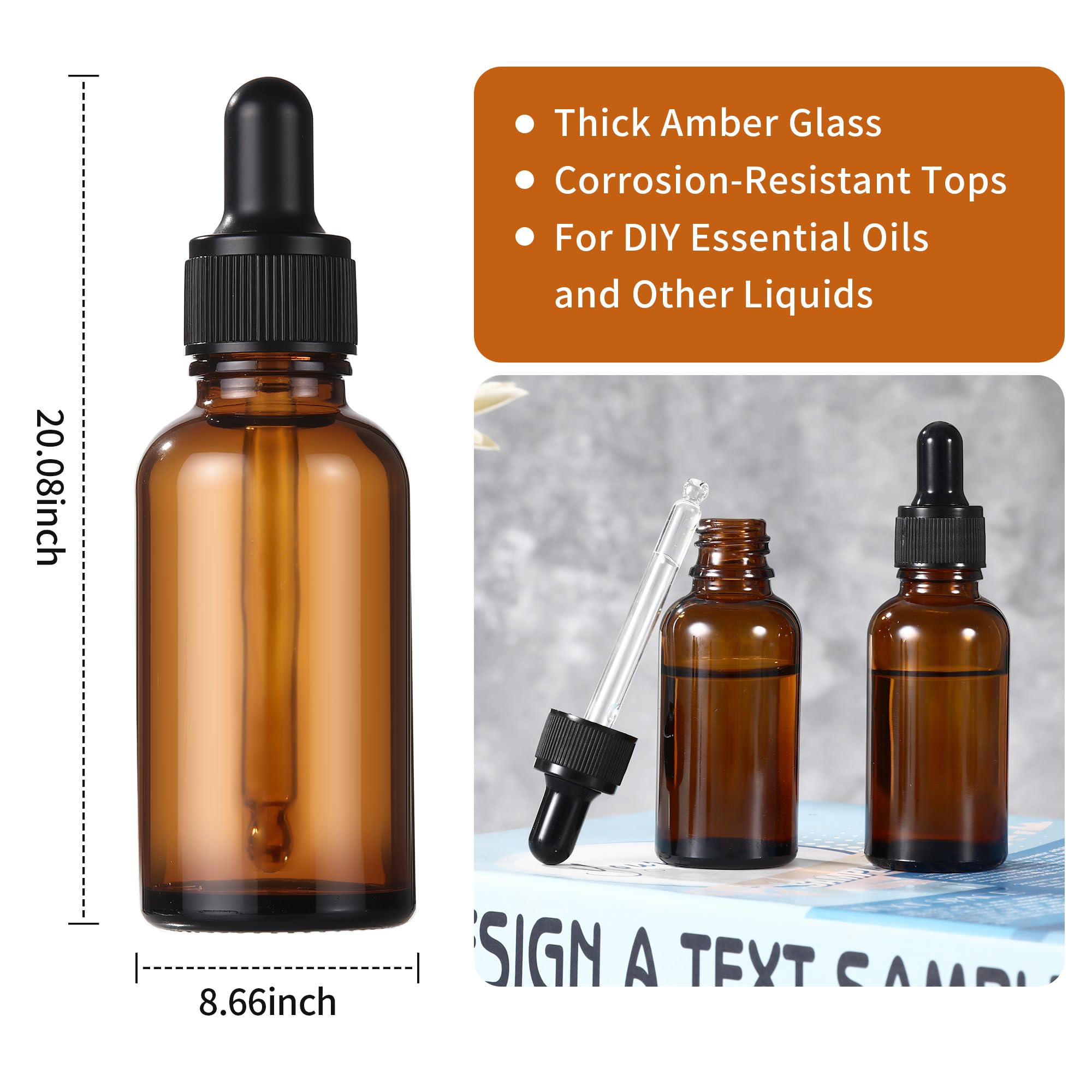 10 pezzi contagocce vetro scuro 30ml con imbuti, boccette per oli essenziali con contagocce e imbuto, flaconi da farmacia per oli essenziali, oli profumati, aromaterapia, massaggi, capelli