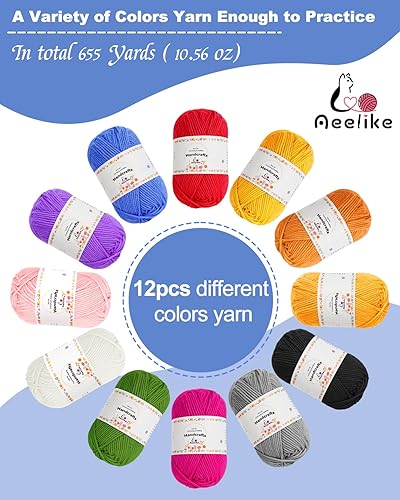 Miniatura 4 de Aeelike Kit de ganchillo para principiantes, jóvenes y mayores, el primer kit de ganchillo para adultos incluye 23 ganchos de ganchillo, juego de